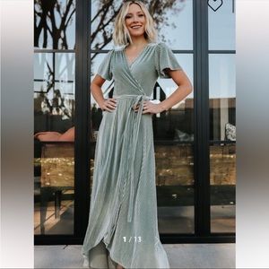 NWT Baltic Born Andi Ribbed Velvet Wrap long sleeve Dress Small